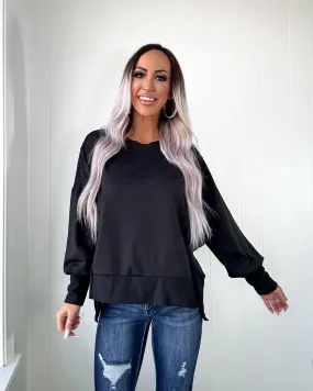 DOORBUSTER Black Side Slit Sweatshirt