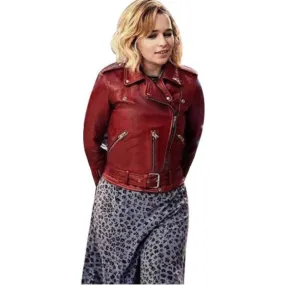 Emilia Clarke Last Christmas Red Leather Jacket