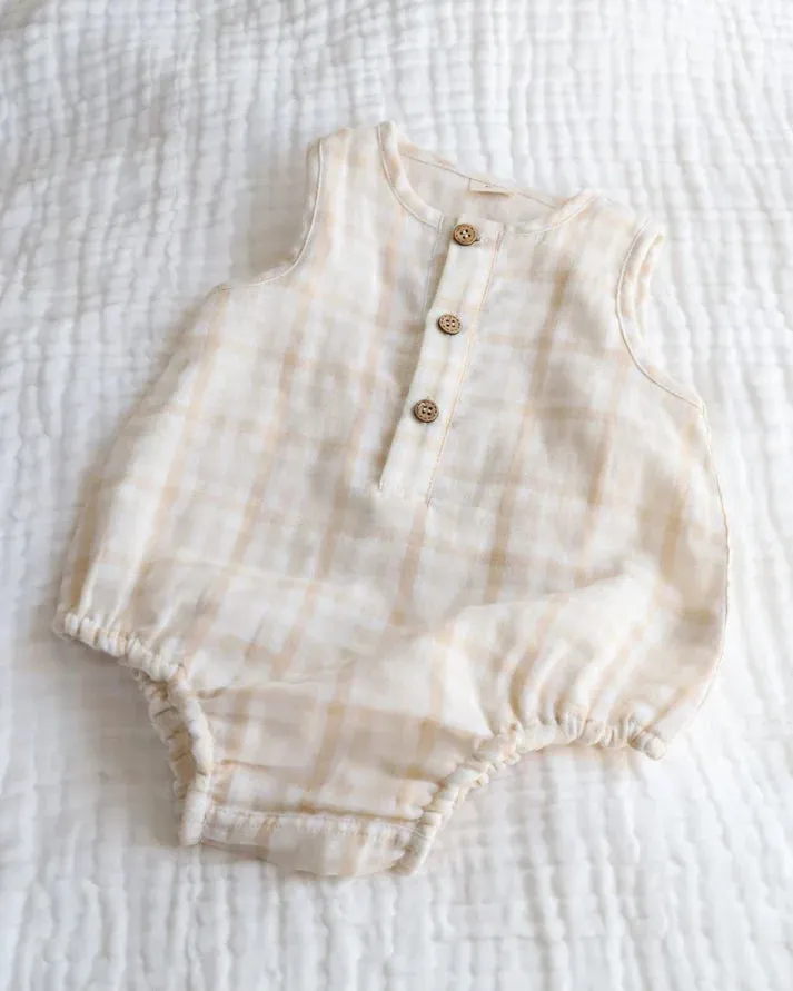 Fibre For Good Gingham checks Sleeveless Body Suit