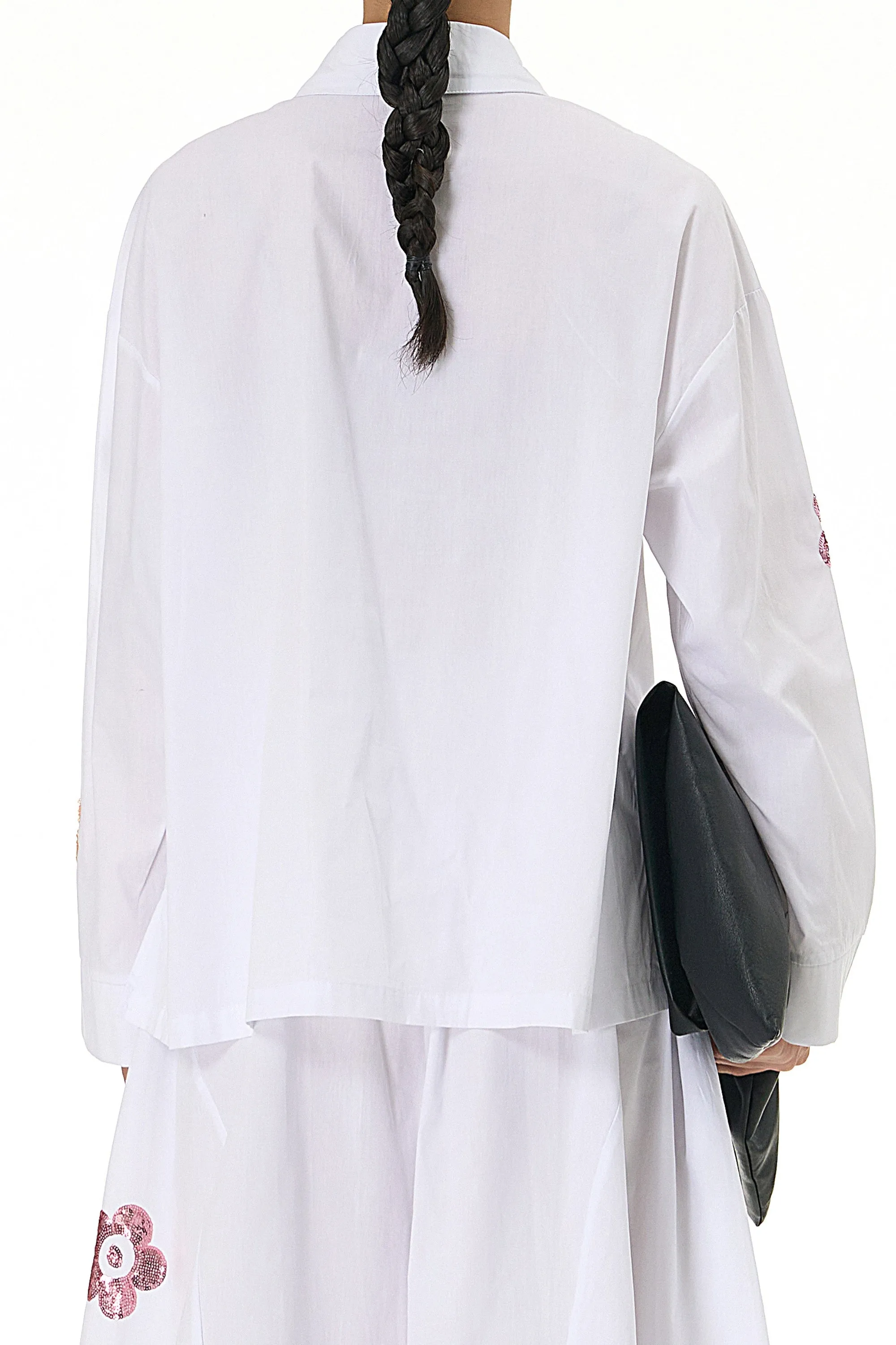 Full Sleeve Twinkling White Oversized Shirt