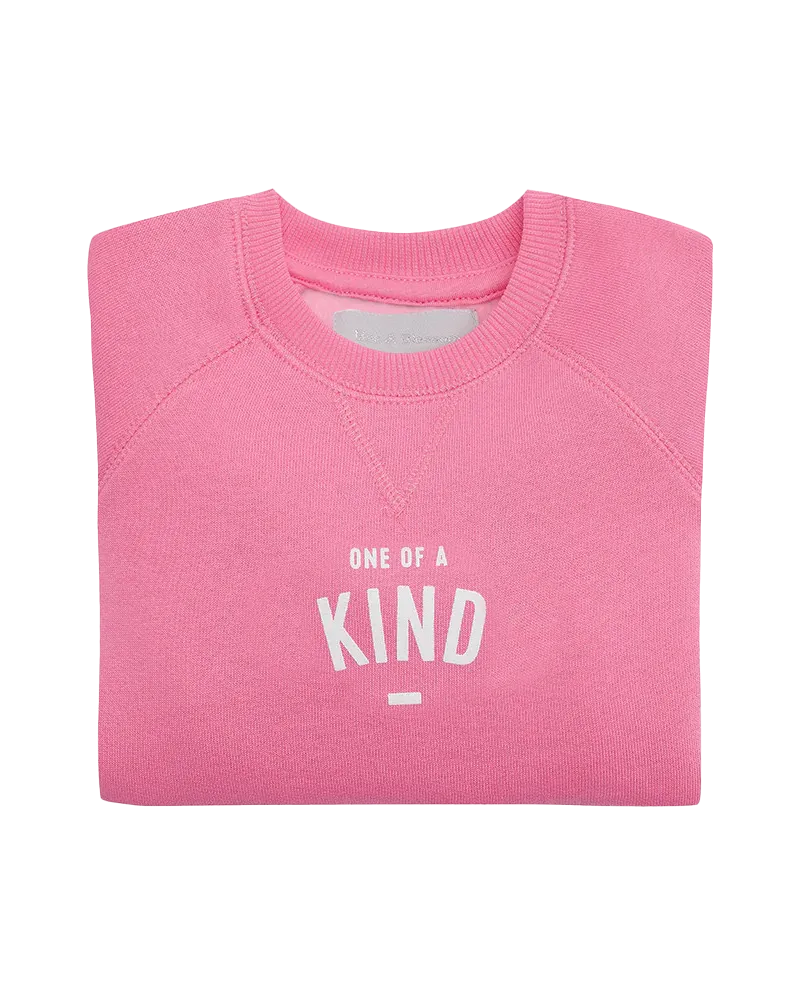 Girls One Of A Kind Sweatshirt in Hot Pink