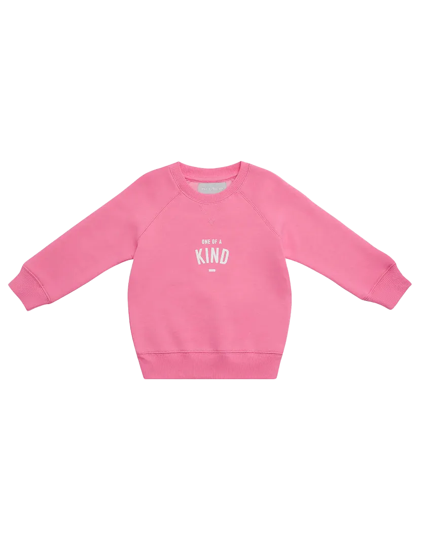 Girls One Of A Kind Sweatshirt in Hot Pink