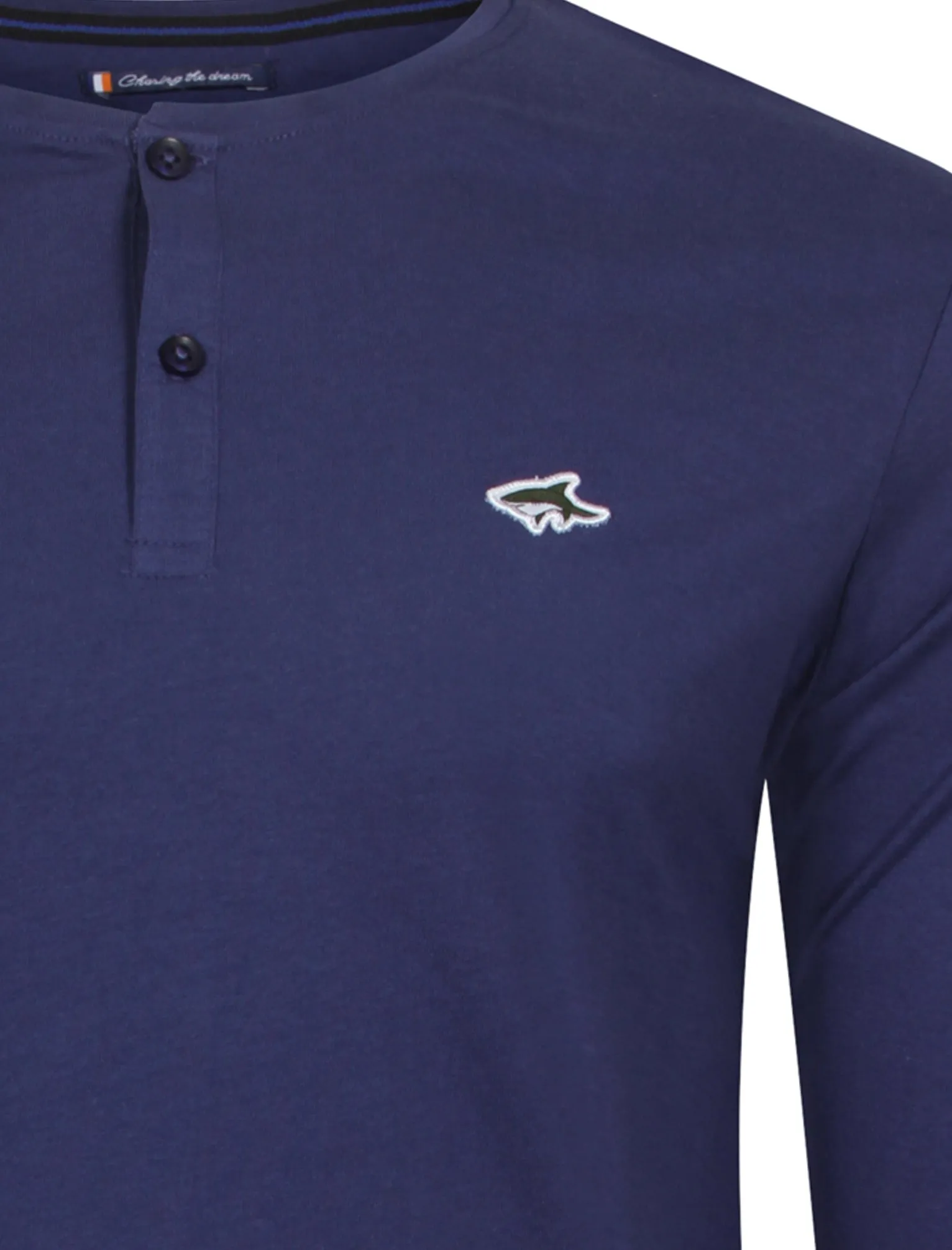 Goodge Henley Long Sleeve Cotton Top in Deep Cobalt - Le Shark