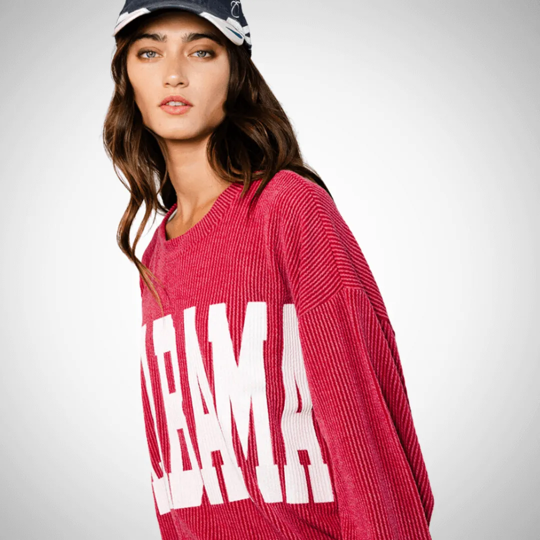 Graphic "ALABAMA" Oversized Sweatshirt Made in USA