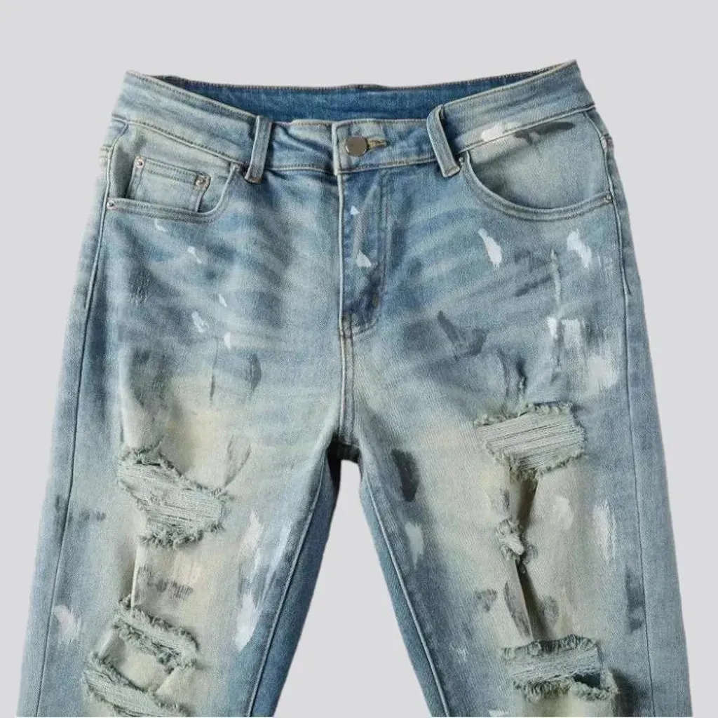 Grunge men's sanded jeans