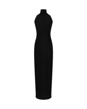 Halter Turtleneck Side Slit Gown