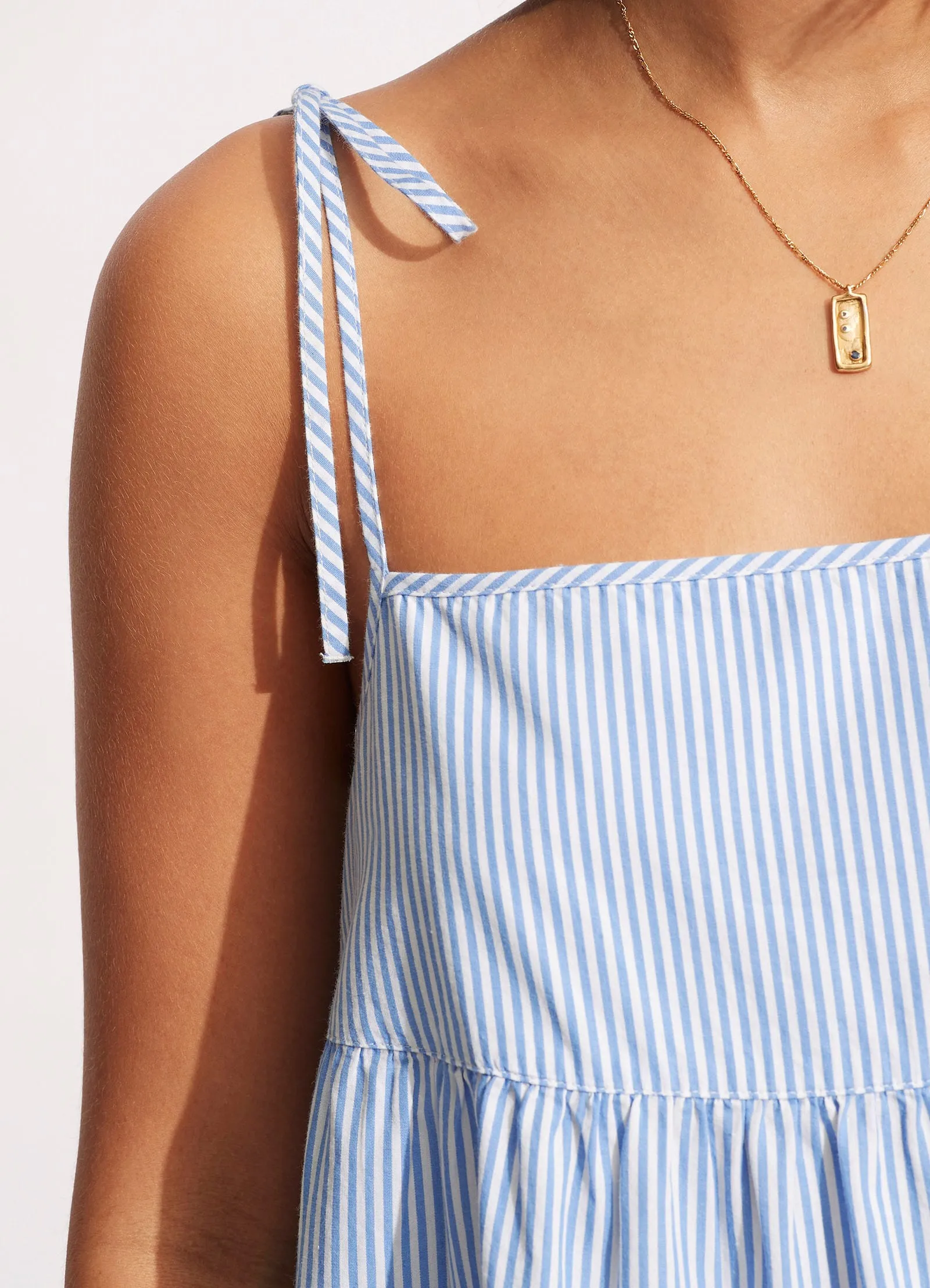 Henley Stripe Mini Dress - Blue/White