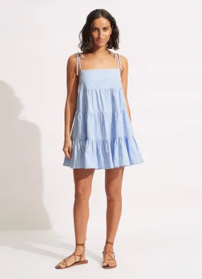 Henley Stripe Mini Dress - Blue/White