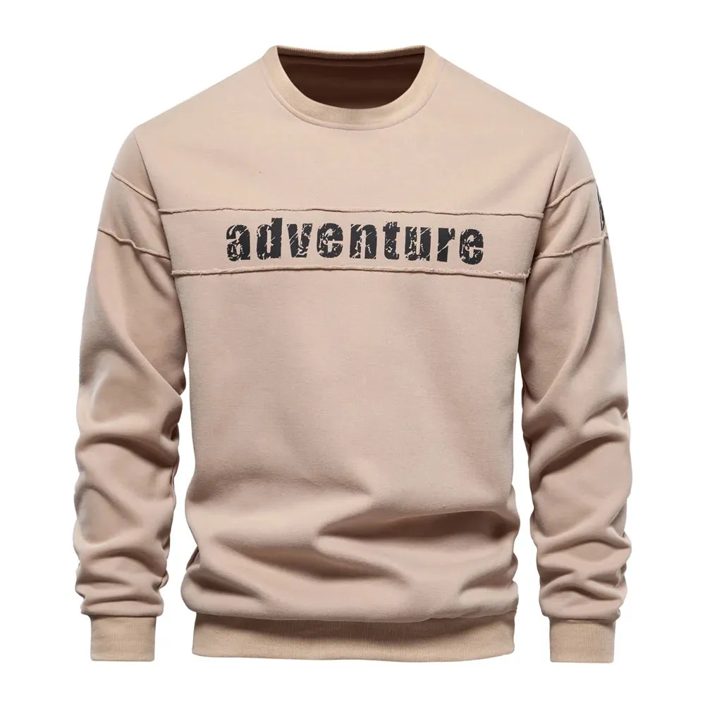 High Quality Smooth Patchwork Printed Sweatshirts for Men Fashion Youth O-neck Sportwear Tops Mens Sweatshirt