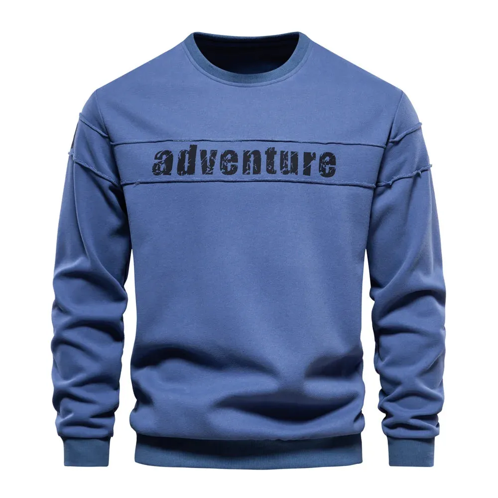 High Quality Smooth Patchwork Printed Sweatshirts for Men Fashion Youth O-neck Sportwear Tops Mens Sweatshirt