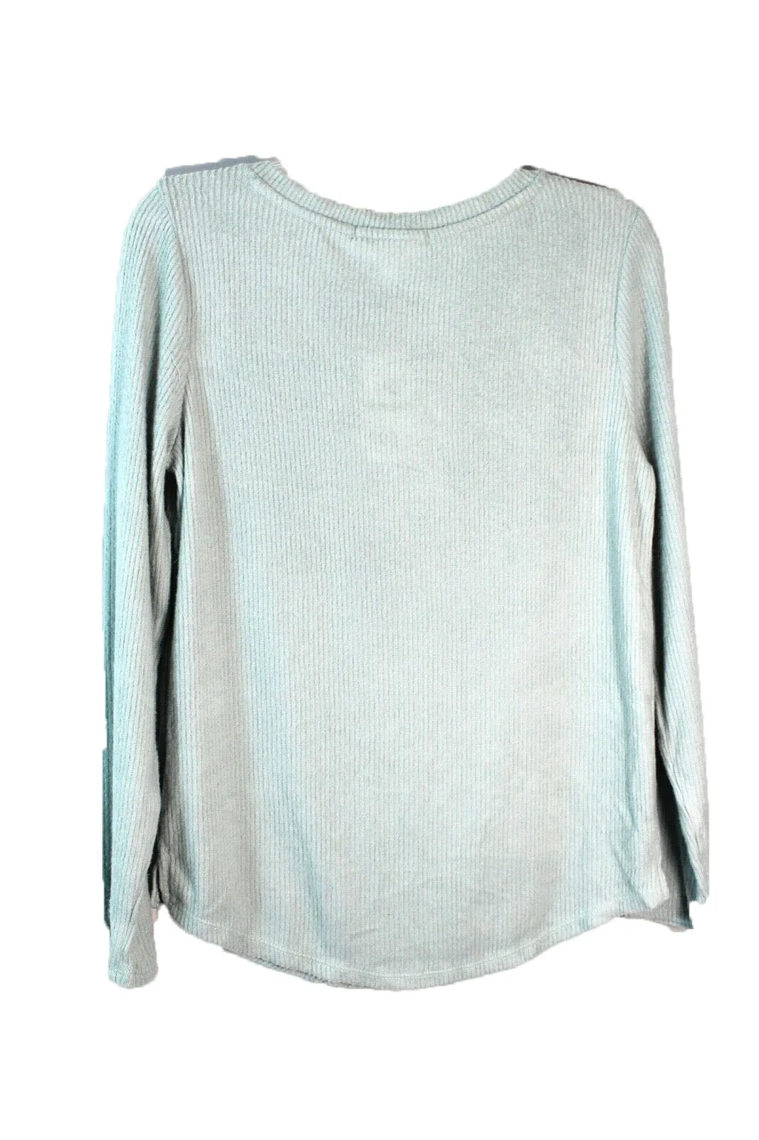 Hippie Rose Juniors' Rib-Knit Henley Top Aqua Size Medium