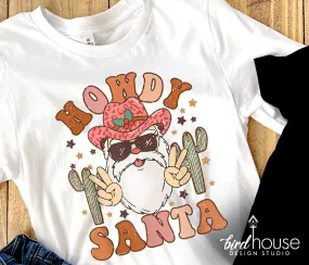 Howdy Santa Shirt, Cute Groovy Christmas Graphic Tee