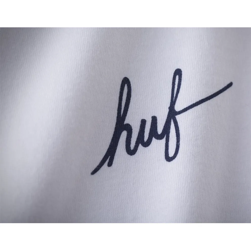 HUF SCRIPT HENLEY TEE // WHITE/NAVY