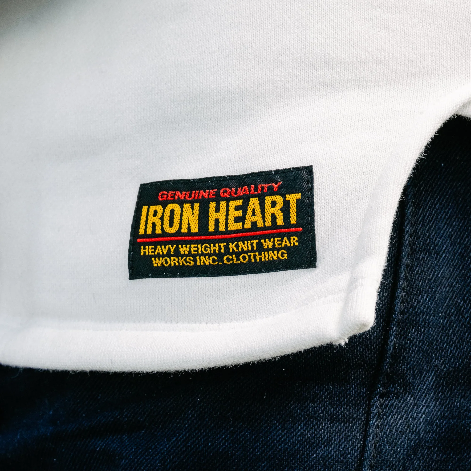 Iron Heart IHSH-2401-WHT 11oz Henley Long Sleeved Sweater White