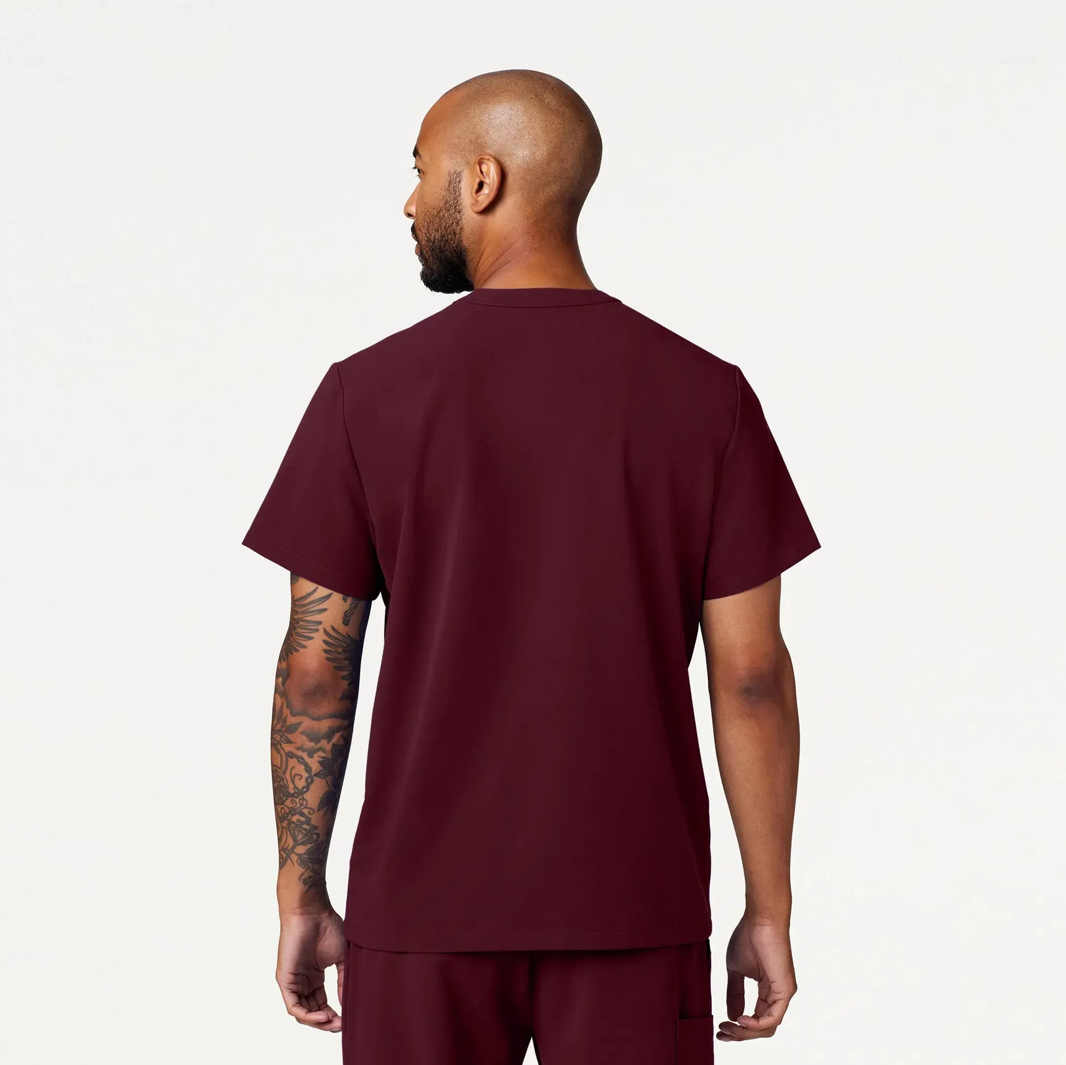 Jaanuu Men's Reeve Henley Scrub Top - Burgundy