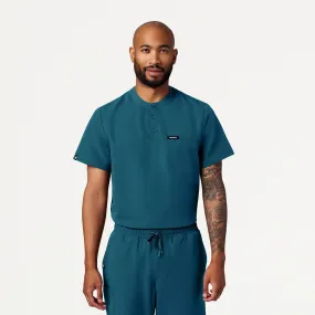 Jaanuu Men's Reeve Henley Scrub Top - Caribbean Blue