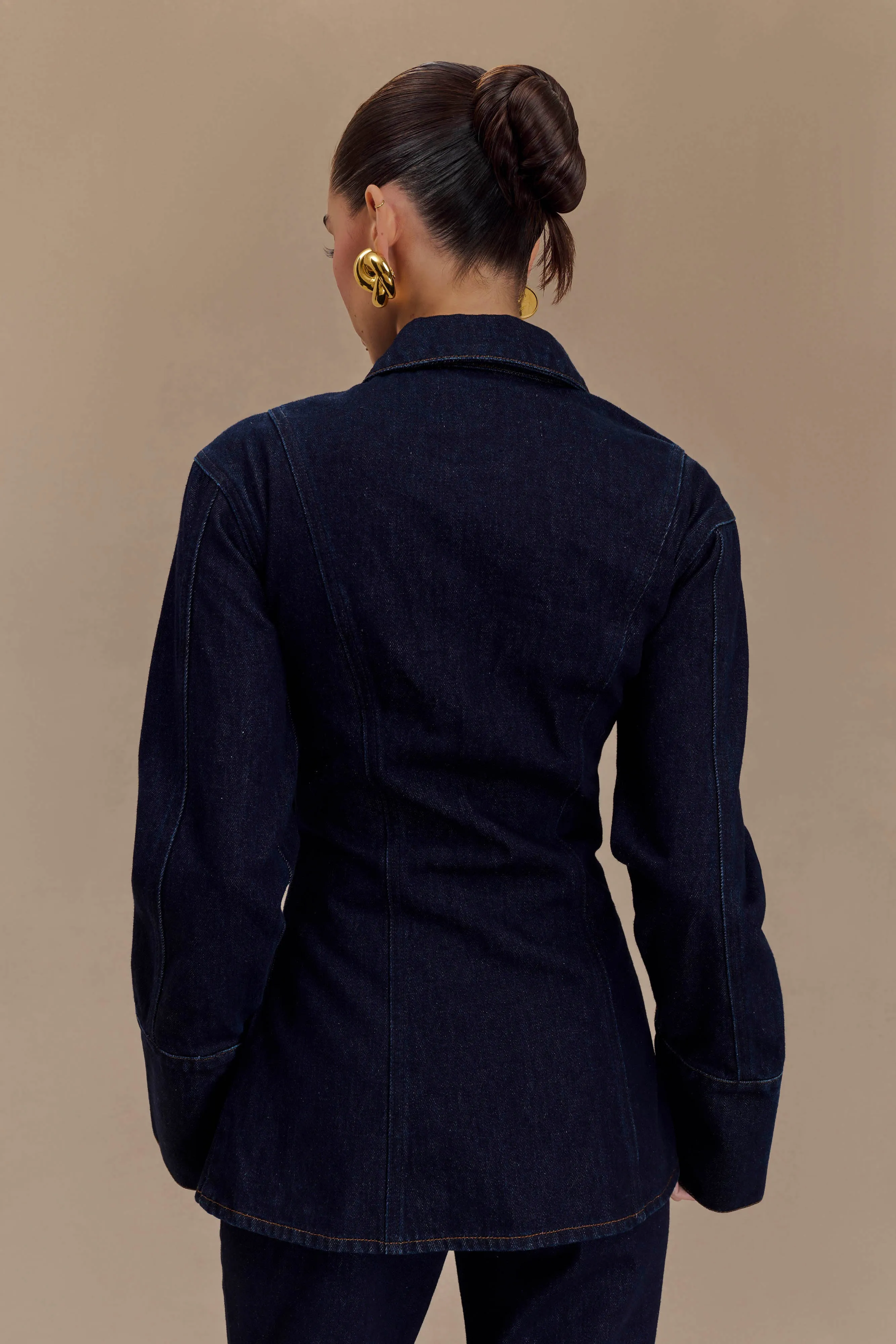 Jericho Asymmetrical Denim Shirt - Indigo Blue