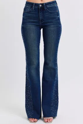 Judy Blue - Mid Rise Rhinestone Side Panel Flare