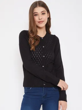 JUMP USA Women Black Henley Neck Sweaters