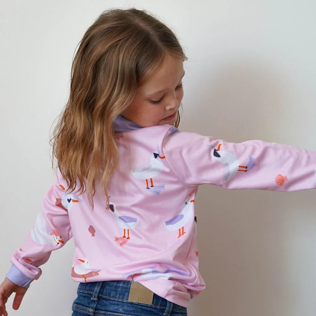 Kids Sun Shirt - Pink Seagull