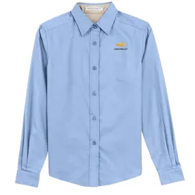 Ladies Chevrolet Gold Bowtie Easy Care Long Sleeve Shirt