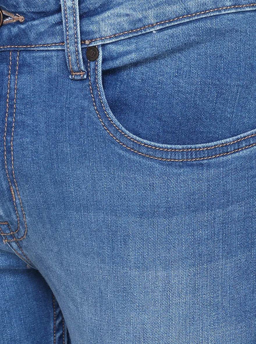 Light Blue Washed Narrow Fit Jeans | Greenfibre