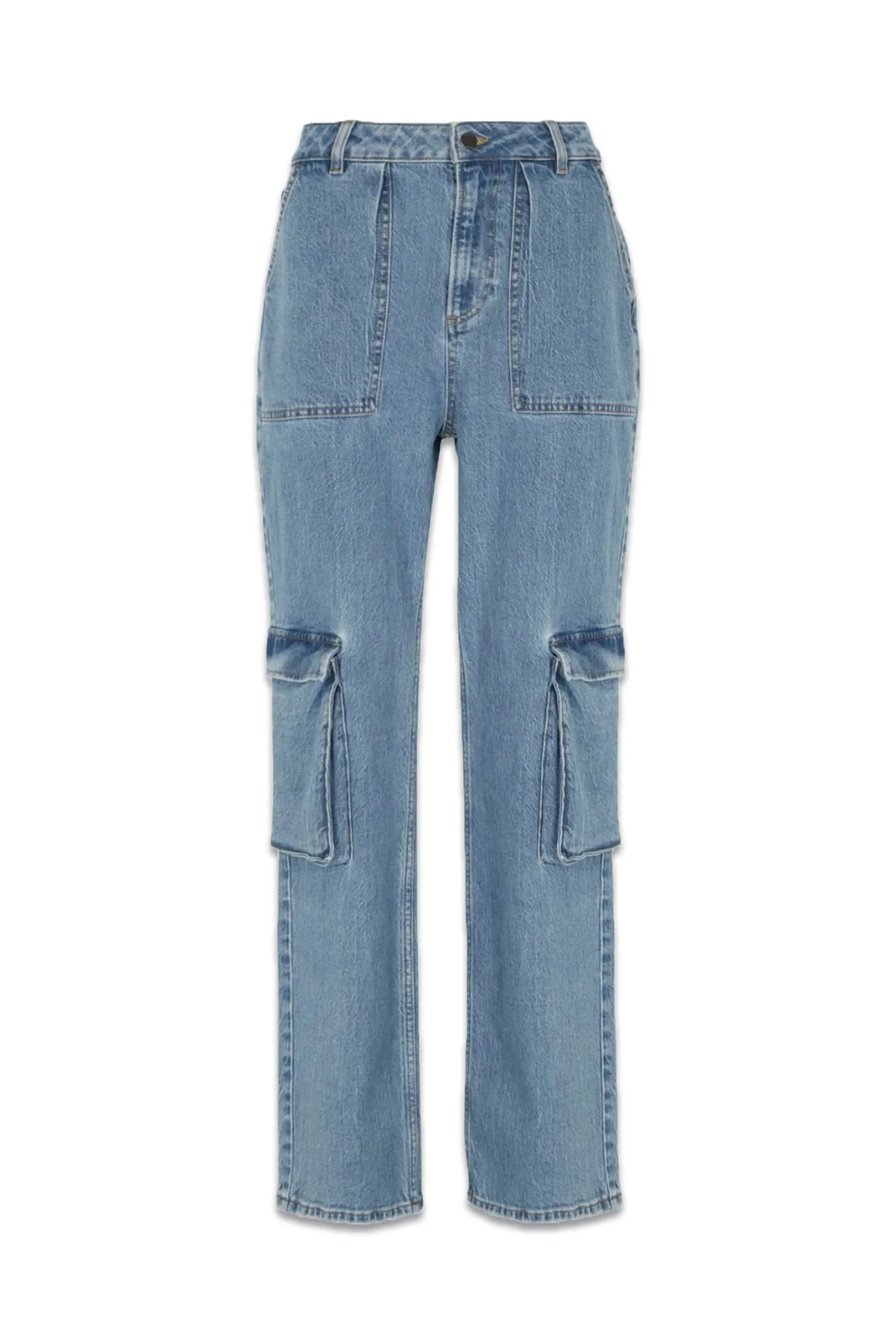 Light Indigo Wide Cargo Jeans