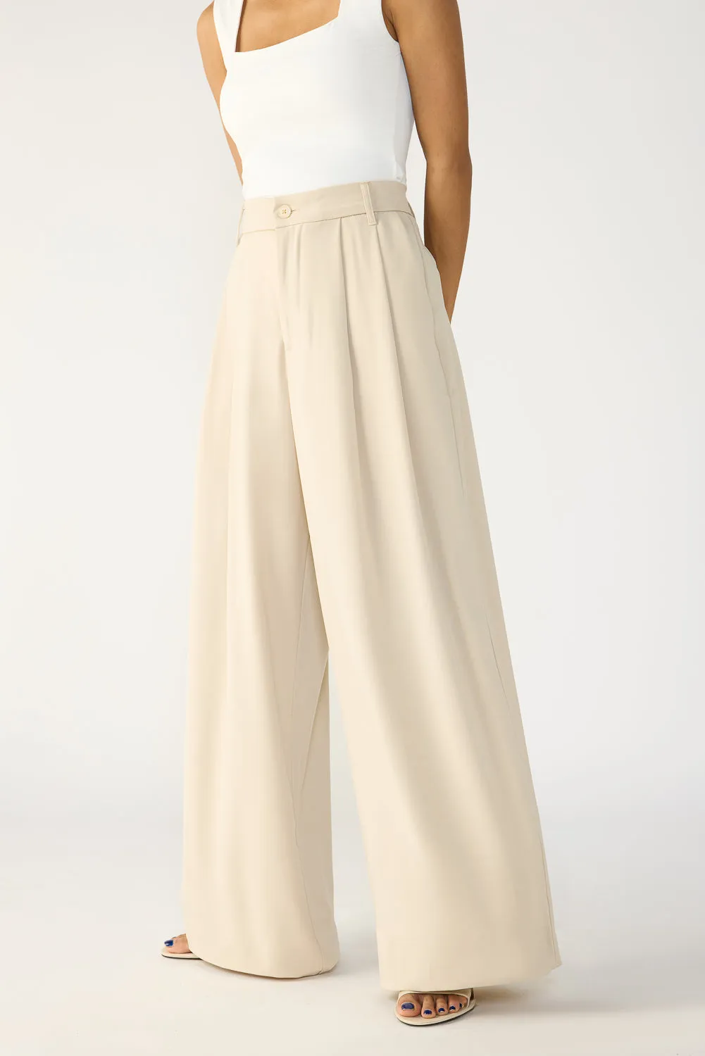 Light Khaki Flared Formal Korean Pants