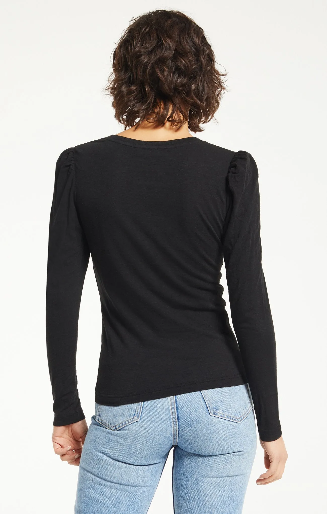 Liv Brushed Slub Henley - Black