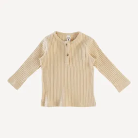 long sleeve basic henley tee | marzipan | organic cotton wide rib