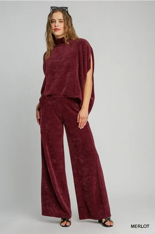 Luxe Knit Poncho Style Top - Merlot