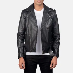 Marshal Black Leather Biker Jacket