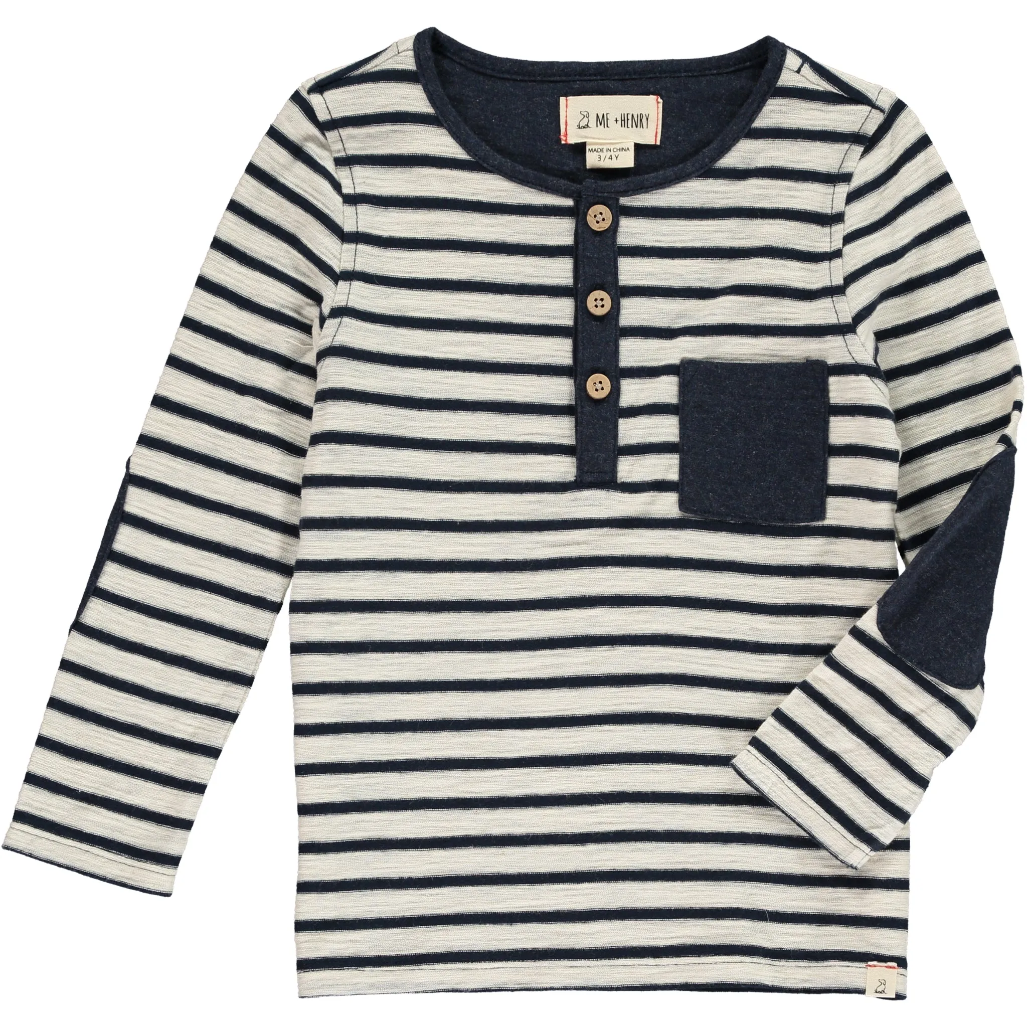 Me & Henry Navy Stripe Henley Tee