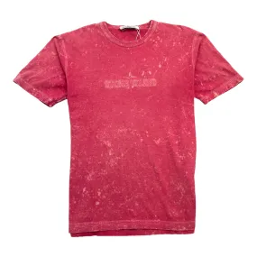 Men's Acid Wash Embroidered Logo T-Shirt Pink Size S