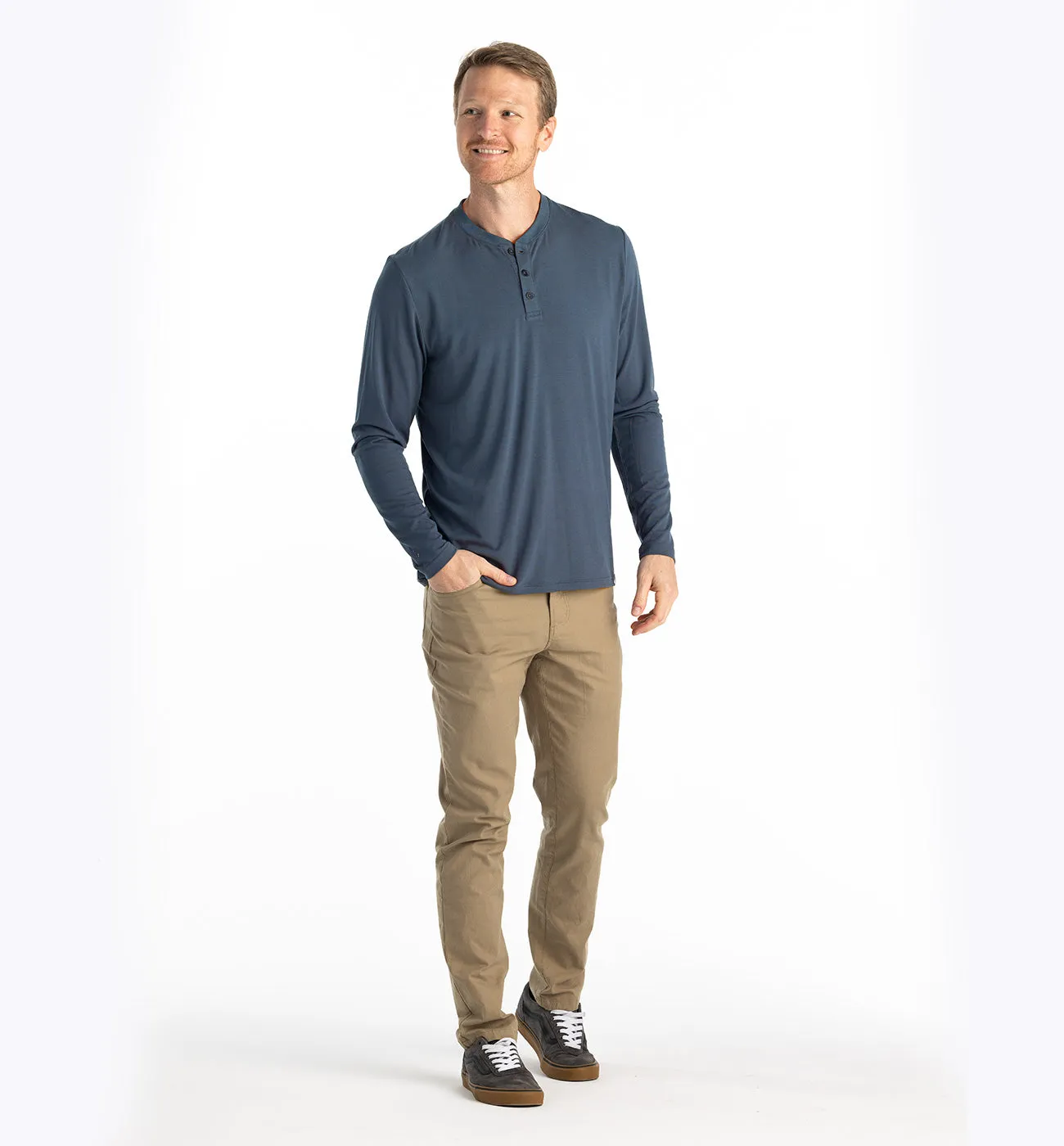 Men's Bamboo Flex Long Sleeve Henley - Midnight