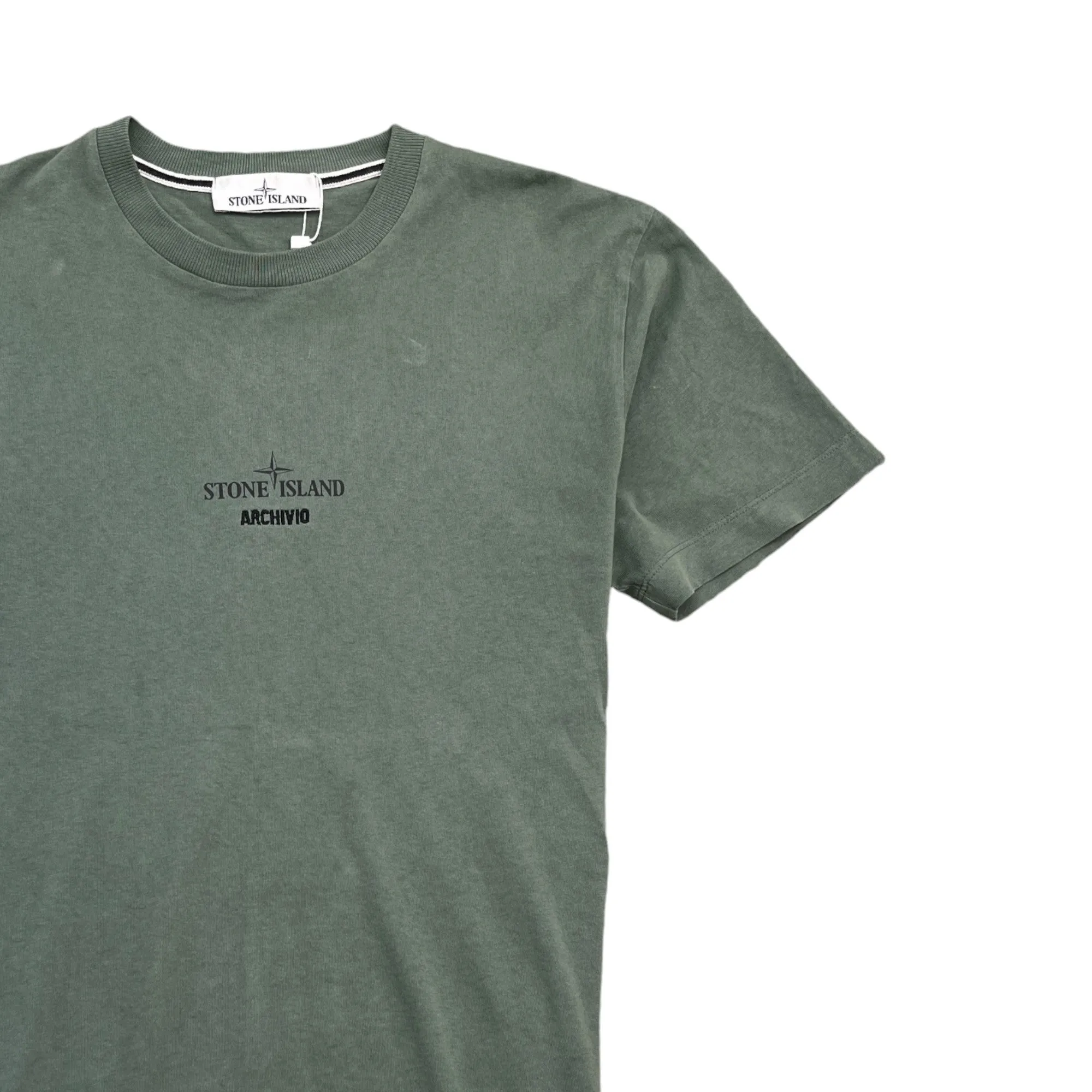 Men's Embroidered Archivio Logo T-Shirt Green Size S