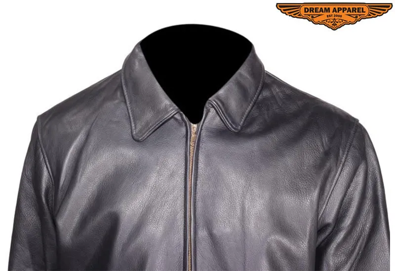 Mens Leather Fashion Jacket With Zippers on Sides