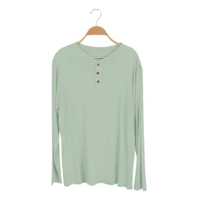 Men's Long Sleeve Henley Top in Thyme