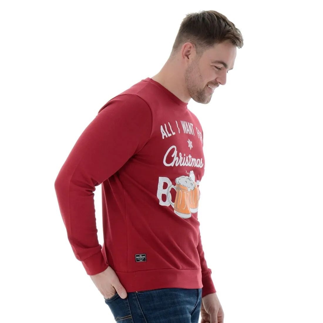 Mens Novelty Christmas Jumper Sweatshirt All I Want Is Booze