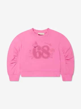 Monnalisa Girls Embroidered 68 Sweatshirt in Pink