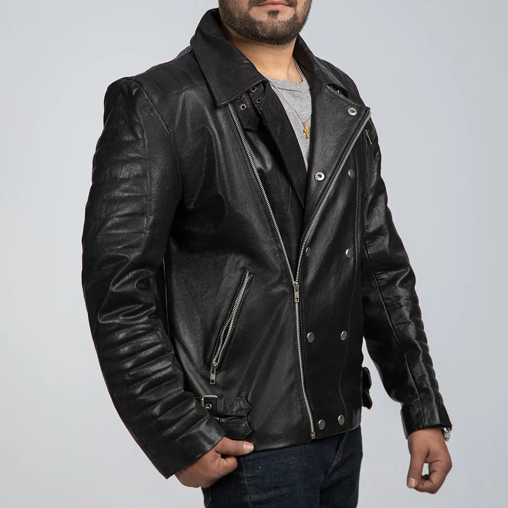 Nightwalker Black Leather Biker Jacket