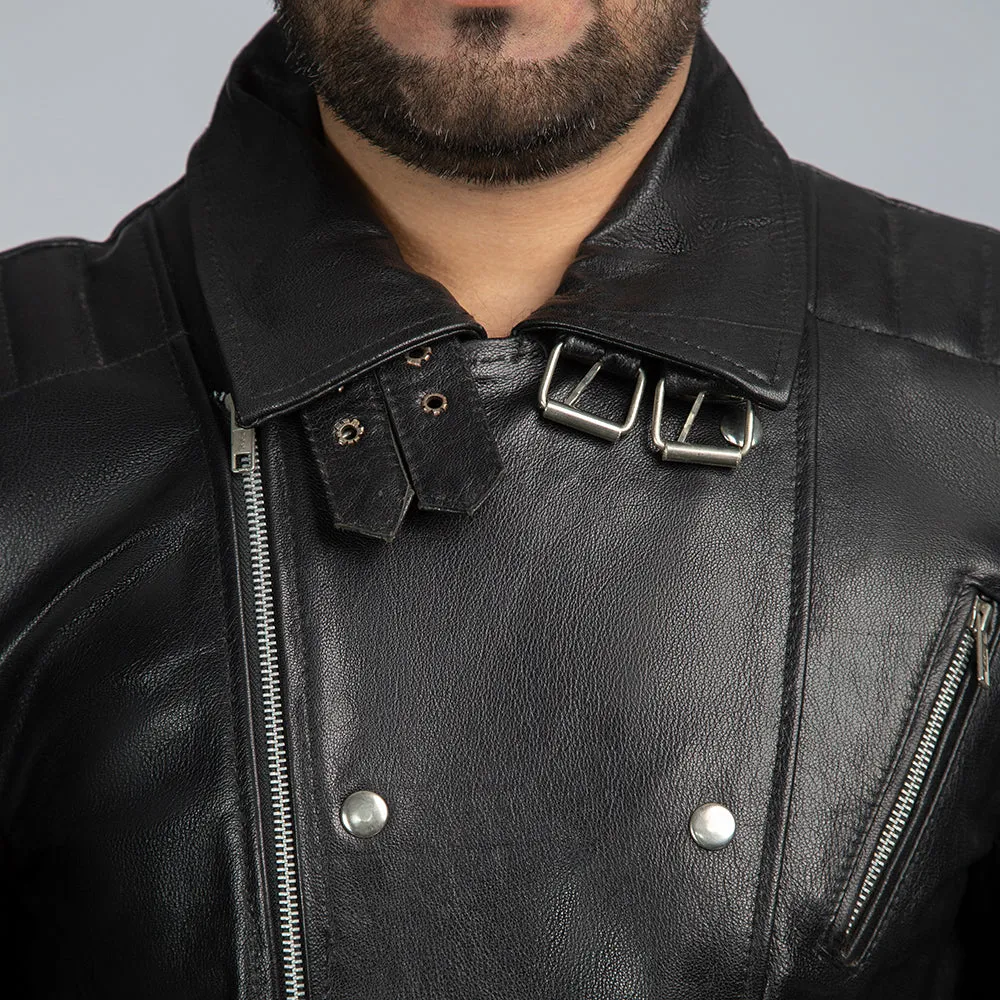 Nightwalker Black Leather Biker Jacket