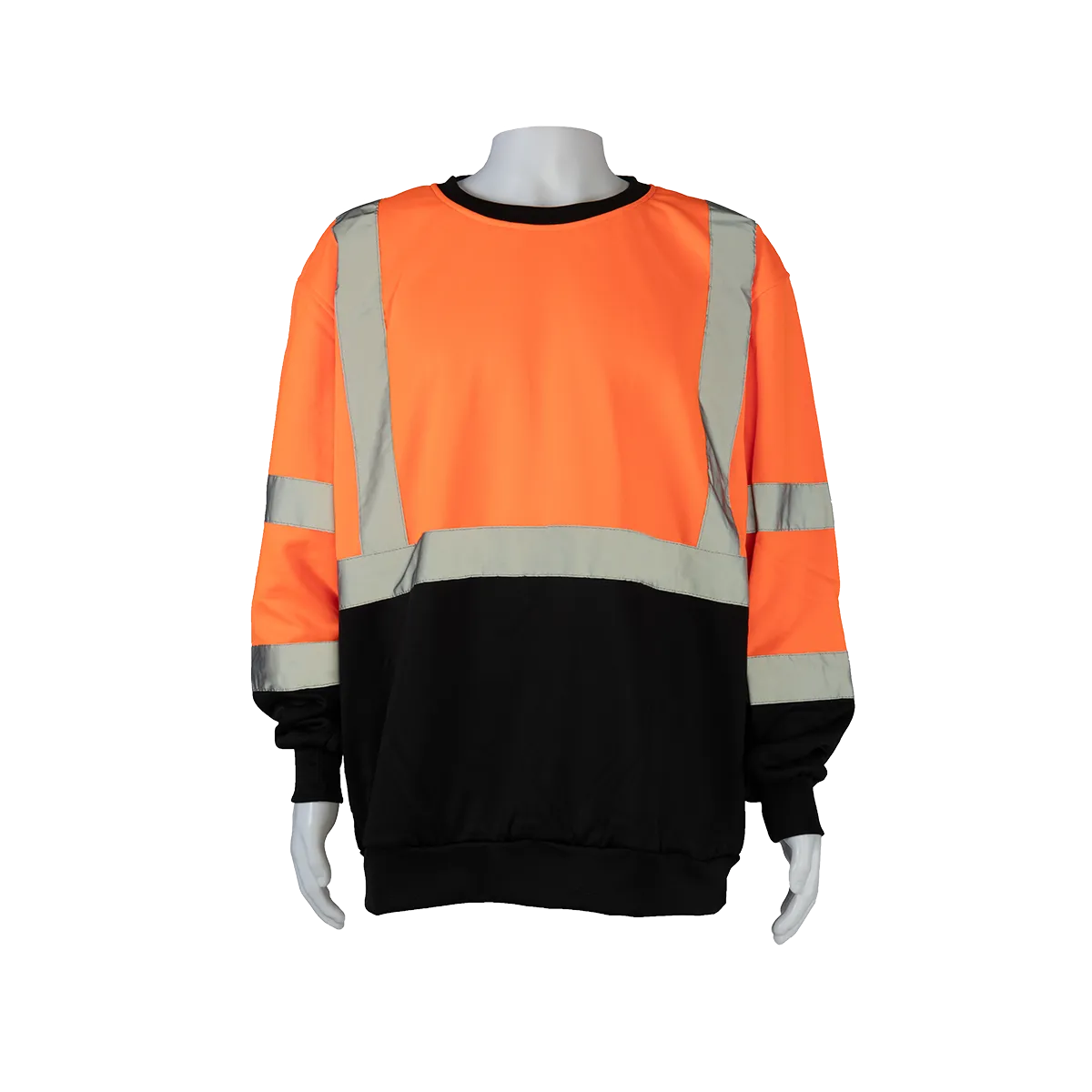 OBCSW-C3 ANSI 107-2020 Class 3 High-Vis Orange / Black Bottom Two Tone Crew Neck Sweatshirt