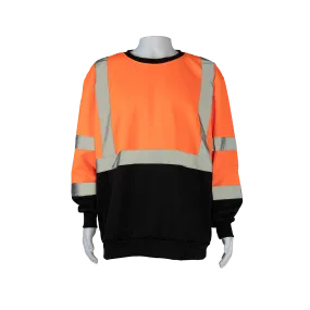 OBCSW-C3 ANSI 107-2020 Class 3 High-Vis Orange / Black Bottom Two Tone Crew Neck Sweatshirt