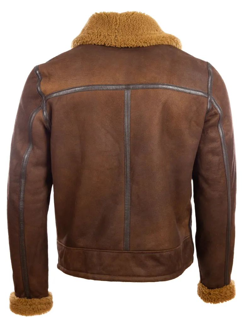 OBRS Men's Shearling Shawl Jacket - Brown/Ginger