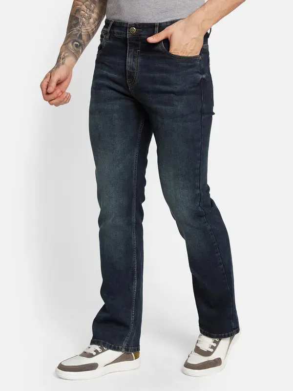 Octave Men Bootcut Low Distress Light Fade Stretchable Jeans