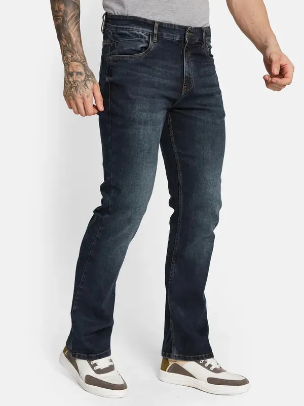 Octave Men Bootcut Low Distress Light Fade Stretchable Jeans