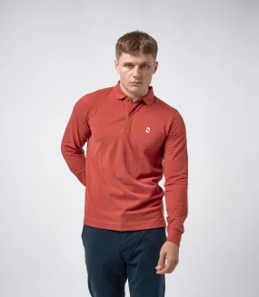 Omnitau Men's Pimlico Organic Cotton Long Sleeve Polo Shirt - Red