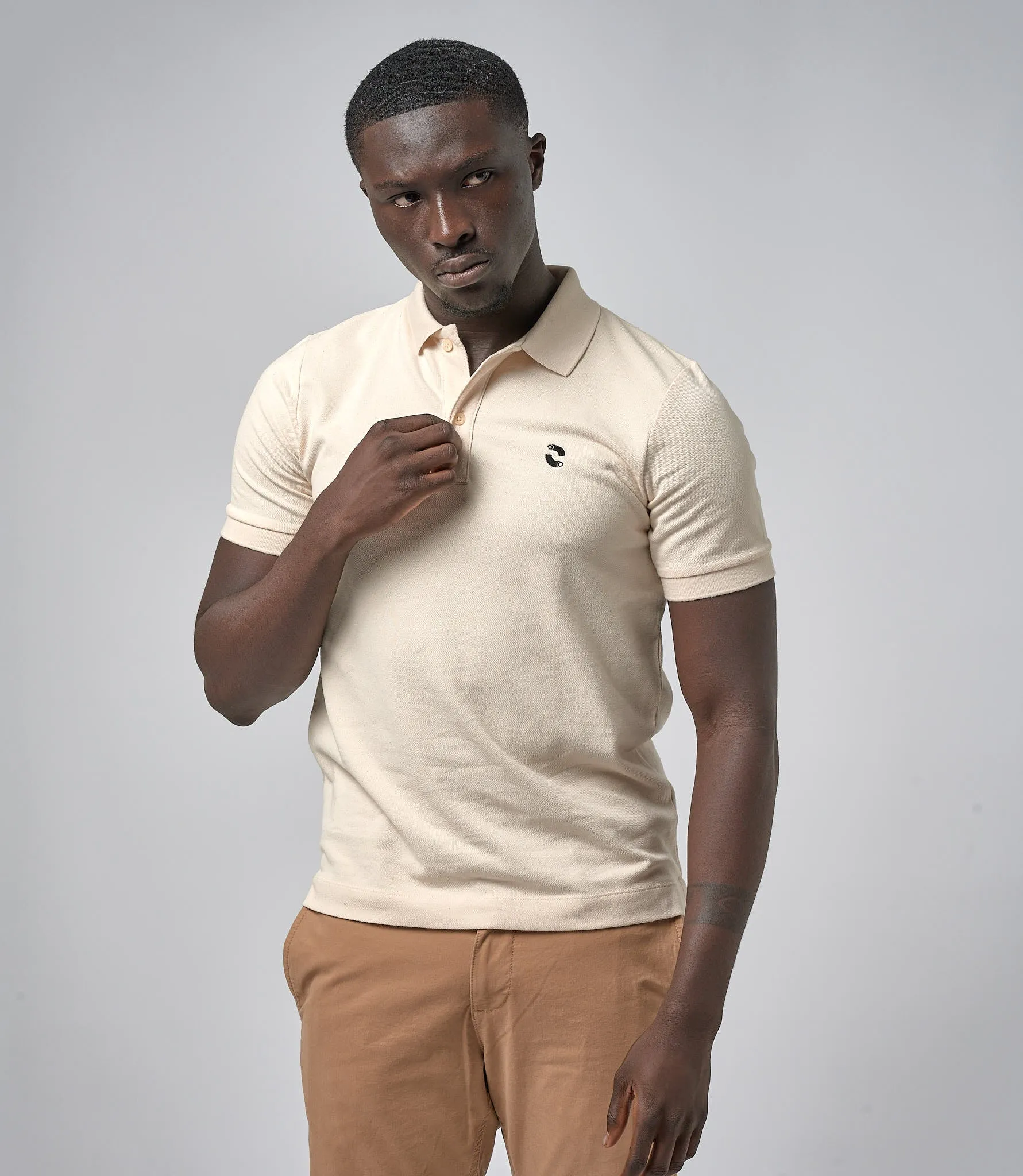 Omnitau Men's Pimlico Organic Cotton Short Sleeve Polo Shirt - Natural Cream