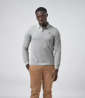 Omnitau Men's Prime Organic Cotton Long Sleeve Polo Shirt - Heather Grey